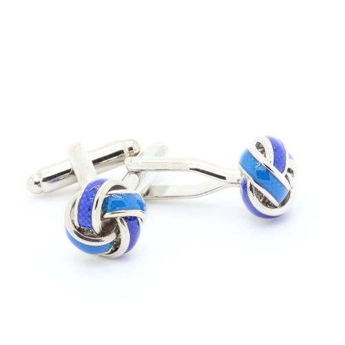 Boutons De Manchettes   Double Noeud Bleu