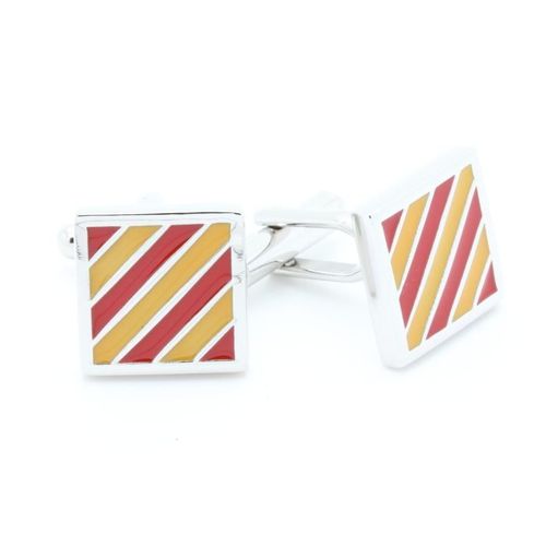 Boutons De Manchettes   Bandes Rouge & Jaune