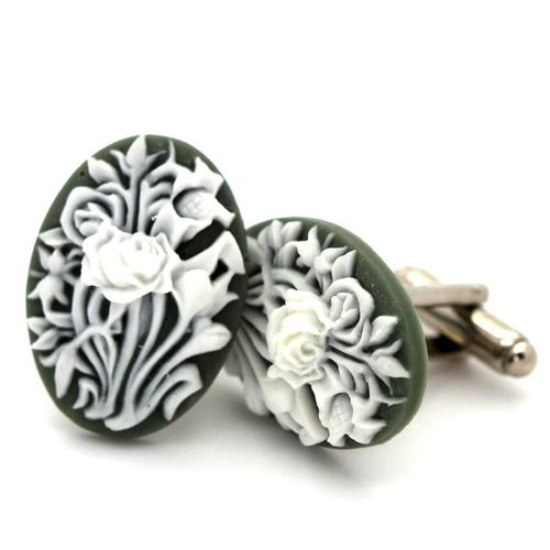 Boutons De Manchettes Camée En Résine Fleur