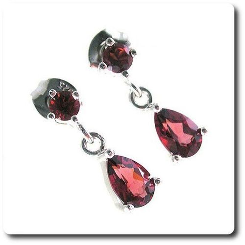 Boucles D'oreille Grenat   Argent 925