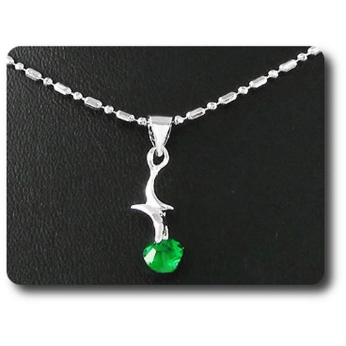 Pendentif Oxyde De Zirconium 1 X 4 Mm Plaqué Or Blanc 18 K + Chaine