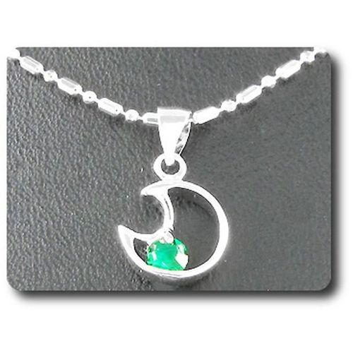 Pendentif Oxyde De Zirconium 1 X 4 Mm Plaqué Or Blanc 18 K + Chaine