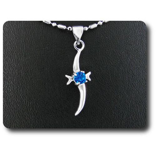 Pendentif Oxyde De Zirconium 1 X 4 Mm Plaqué Or Blanc 18 K + Chaine