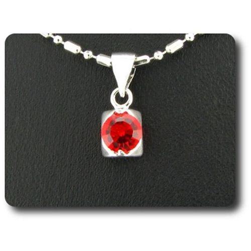 Pendentif Oxyde De Zirconium 6 Mm Plaqué Or Blanc 18 K + Chaine