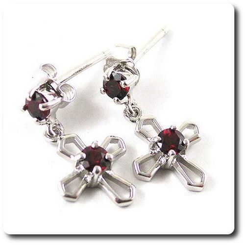 Boucles D'oreille Grenat   Argent 925