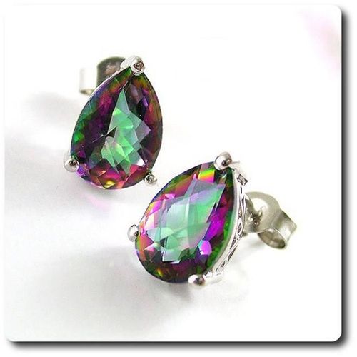Boucles D'oreille Topaze Multicolore   Argent 925
