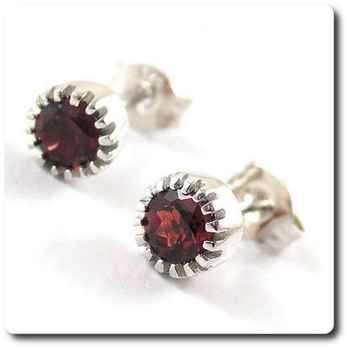 Boucles D'oreille Grenat   Argent 925