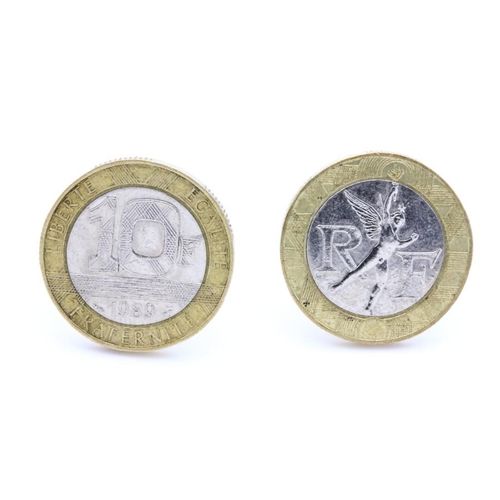 Boutons De Manchettes Pièce De Monnaie Authentique " France " 10 Francs Génie De