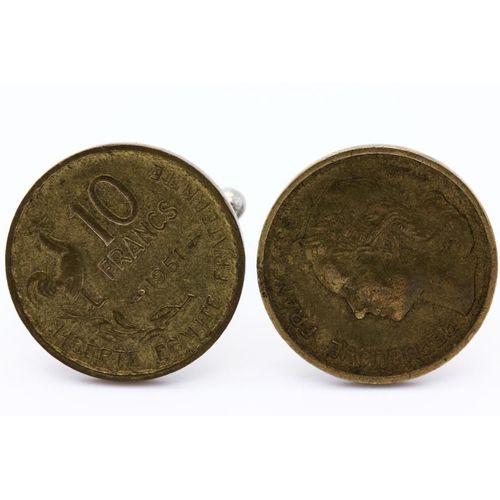 Boutons De Manchettes Pièce De Monnaie Authentique " France " 10 Francs Guiraud