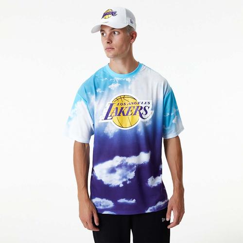 T-Shirt Oversize Officiel New Era La Lakers Nba Sky All Over Print Bleu Ciel/Violet Homme