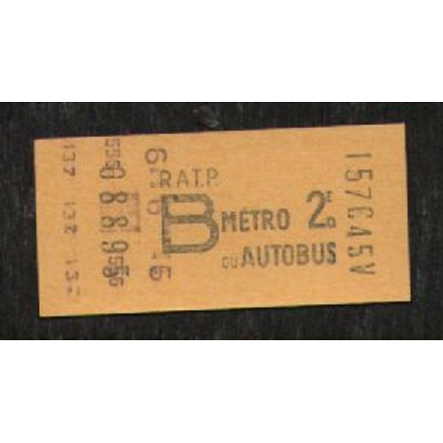 Ticket Ratp Métro Autobus - Tarif B 2ème Classe - Poinçonnage Bus