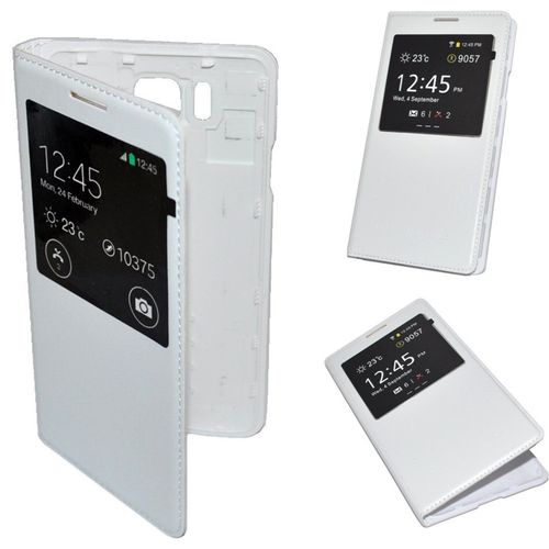 Housse Etui Coque Blanc Flip S-View Cover Cache Batterie  Pour Samsung Galaxy Alpha