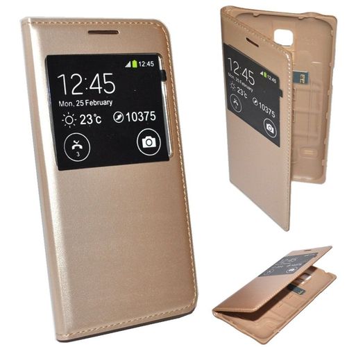 Housse Etui Coque  S-View Cover Cache Batterie Or Gold Pour Samsung Galaxy S5 Mini