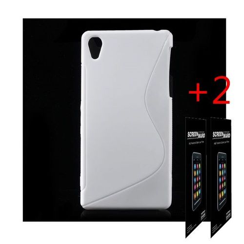 Pour Sony Xperia Z2 : Etui Silicone Blanc / Brillant Design En S+ 2 Films