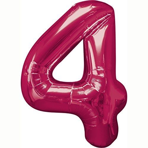 Amscan Ballon Mylar Rose Chiffre 4 - Taille Unique