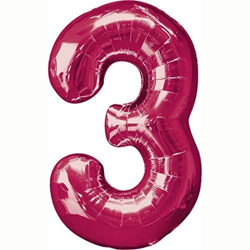Amscan Ballon Mylar Rose Chiffre 3 - Taille Unique