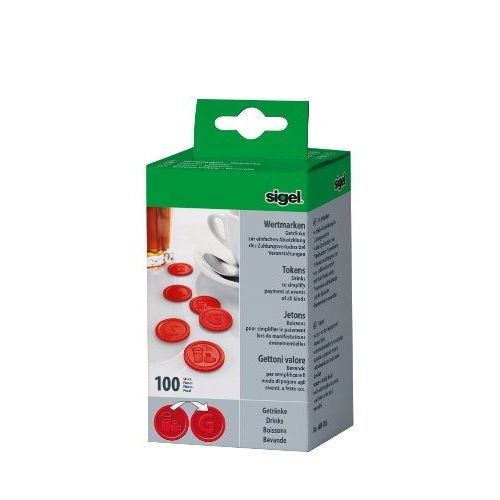 Sigel Jetons Plastique Motif En Relief Rouge Diamètre 25 Mm Lot De 100