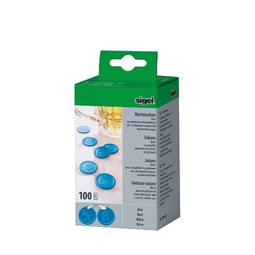 Sigel Jetons Plastique Motif En Relief Bleu Diamètre 25 Mm Lot De 100