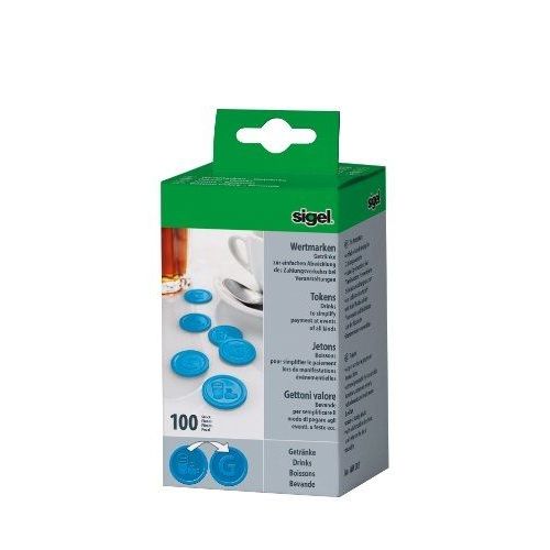Sigel Jetons Plastique Motif En Relief Bleu Diamètre 25 Mm Lot De 100