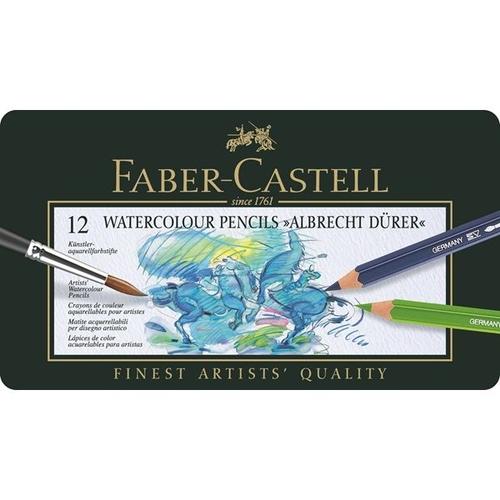 Faber-Castell - Crayons Aquarellables Albrecht Dürer, Étui En Métal De 12, Crayon Aquarellable Pour Artistes, Trait Mou Decouleu