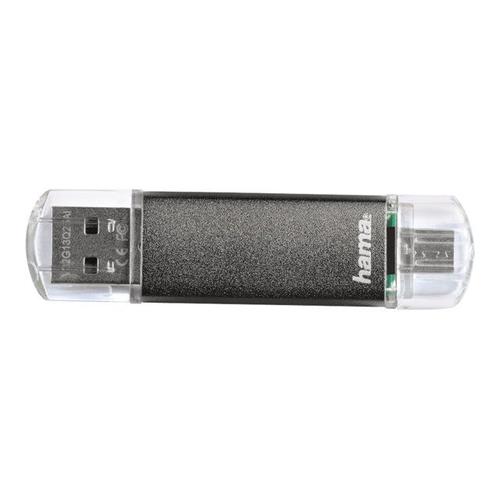 Hama FlashPen "Laeta Twin" - Clé USB - 16 Go - USB 2.0 - gris