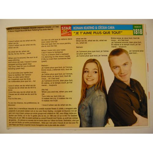 Fiche Chanson Ronan Keating Et Cécilia Cara