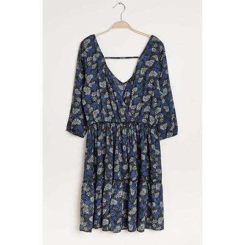 Robe Bleu Imprimée Papillons - Jennyfer - T. L - Neuve