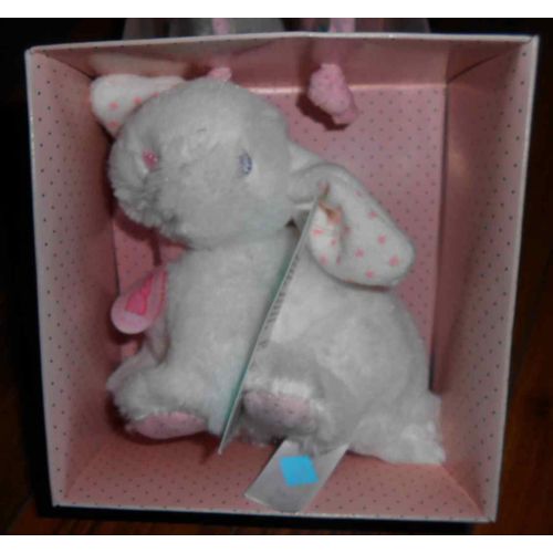 Doudou Lapin Blanc Tex Baby Etoiles Rose Pois Gris Peluche Bebe Naissance