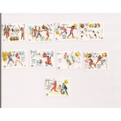 Cuba- Série De 9 Timbres Oblitérés- Jeux Olympiques Barcelone 92