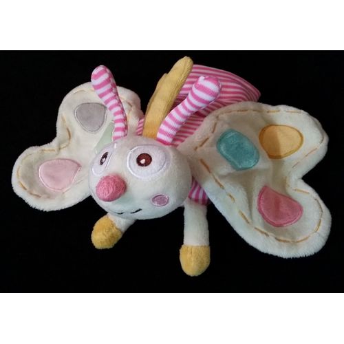 Doudou Chenille Transformable En Papillon Beige À Pois Doudou Et Compagnie