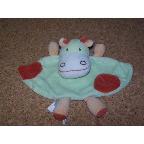 Doudou Plat Vache Sucre D'orge Verte Orange Jaune Blanche