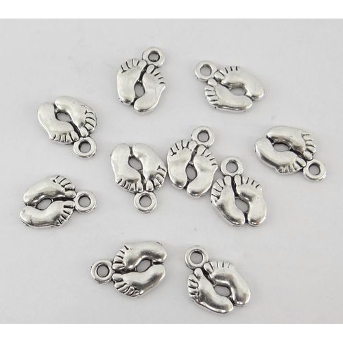 Breloques Charms / Perles / Pendentifs En Argent Tibétain ¿ Petits Pieds Bébé 14x10mm 