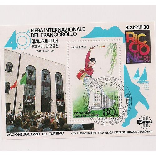 Coree- 1 Bloc Timbre Riccione 88 Premier Jour- Exposition Philatélique Internationale
