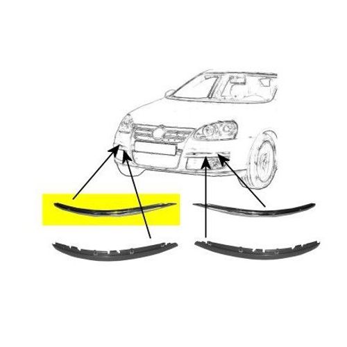 Moulure Pare-Choc Supérieure Droite Chromé Pour Volkswagen Jetta De 2005 À 2010