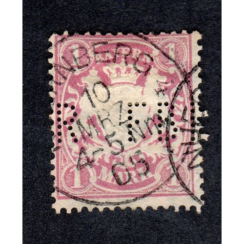 Timbre Bavière - Blason - 1874 - 1 Mark Violet