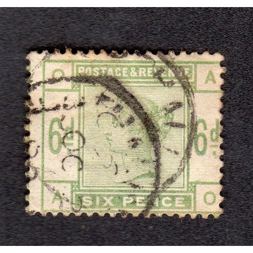 Timbre Grande-Bretagne - Reine Victoria - 1883 - 6 P, Vert Jaunâtre