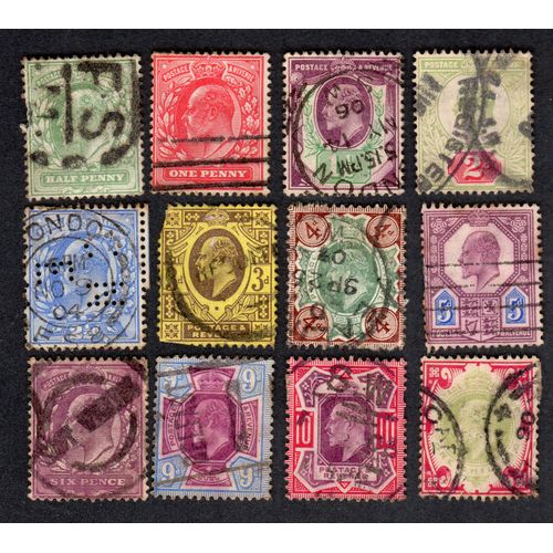 Lot De 12 Timbres Grande-Bretagne 1902 - Série Roi Edouard Vii