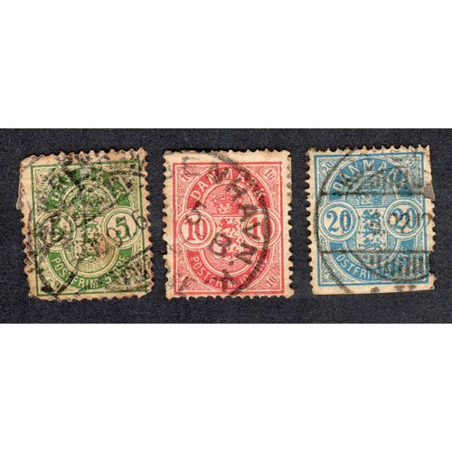 Série De 3 Timbres Danemark - Armes - 1885