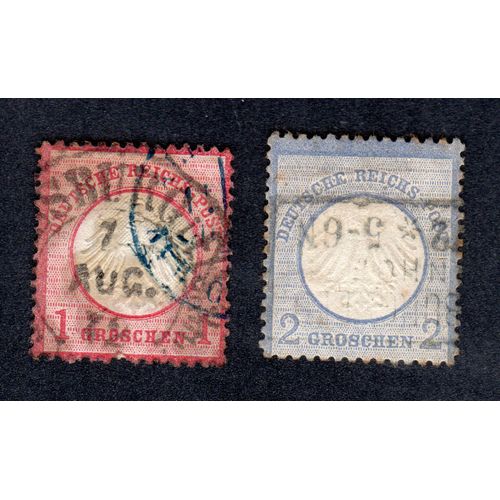 2 Timbres Empire Allemand - 1872 - 1 Et 2 Groschen