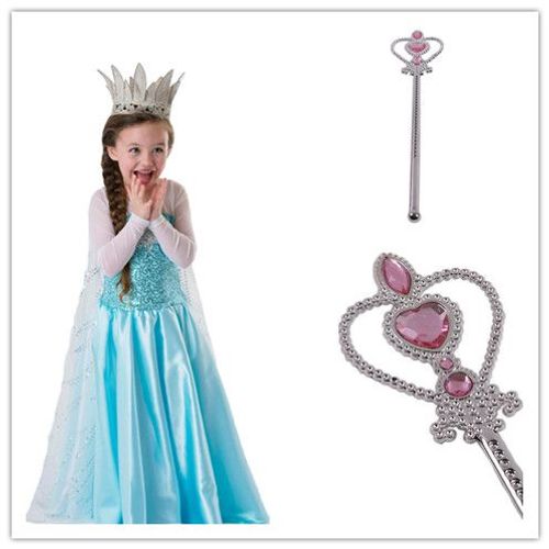 Nouveau Lot Robe Reine Des Neiges Anna Elsa + 1 Accessoire Baguette Sceptre Rose Taille 2 À 14 Ans Bonne Qualité Tenue Princesse Cosplay Déguisement Kawai Cute Envoi Immédiat Boutique Black Sugar   