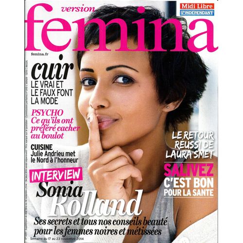 Version Femina N°659: Sonia Rolland/ Laura Smet/ Andrieu/ Cuir/ Beaute Peaux Noires/ Cambodge