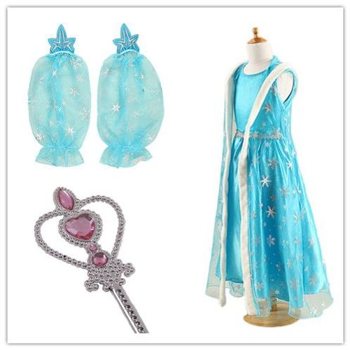 Nouveau Lot Robe Reine Des Neiges Anna Elsa + 1 Accessoire Baguette Sceptre Rose Taille 2 À 14 Ans Bonne Qualité Tenue Princesse Cosplay Déguisement Kawai Cute Envoi Immédiat Boutique Black Sugar   