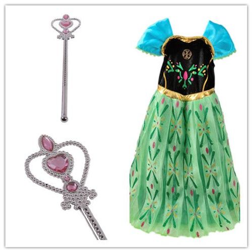 Baguette Rose + Robe Reine Des Neiges Nouvel Ensemble Elsa Anna Taille 2 À 14 Ans Bonne Qualité Tenue Princesse Cosplay Déguisement Kawai Cute Envoi Immédiat Boutique Black Sugar 