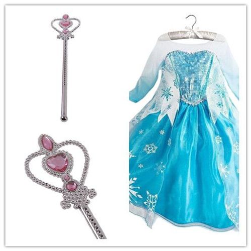 Belle Robe Elsa Reine Des Neiges + 1 Baguette Coloris Rose Nouvel Ensemble Taille 2 À 14 Ans  Bonne Qualité Tenue Princesse Cosplay Déguisement Kawai Cute Envoi Immédiat Boutique Black Sugar