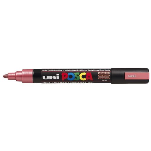 Uni-Ball Lot De 3 Marqueurs Pte Conique Moyenne Posca Pc5m 1,8 - 2,5mm Rouge Métal