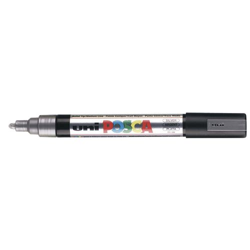 Uni-Ball Lot De 3 Marqueurs Pte Conique Moyenne Posca Pc5m 1,8 - 2,5mm Argent