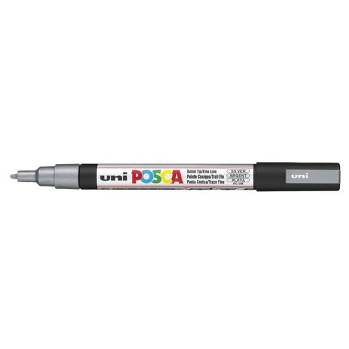 Uni-Ball Lot De 3 Marqueurs Pte Conique Fine Posca Pc3m 0,9 - 1,3mm Argent