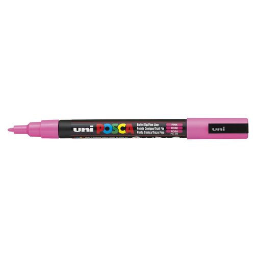 Uni-Ball Lot De 3 Marqueurs Pte Conique Fine Posca Pc3m 0,9 - 1,3mm Rose