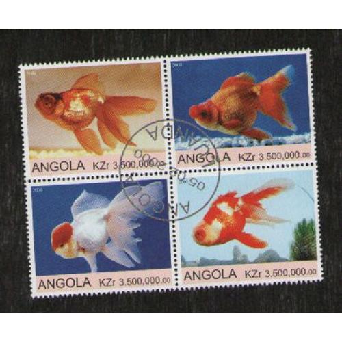 Angola Bloc 4 Timbres Poissons Rouges