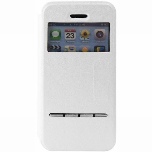 Etui Folio Mocca Design Smart Flip Case Pour Iphone 5 / 5s Blanc